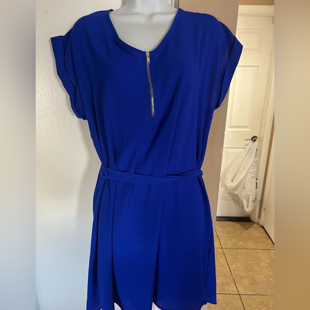 Touria Metallic Electric Bright Blue Dress